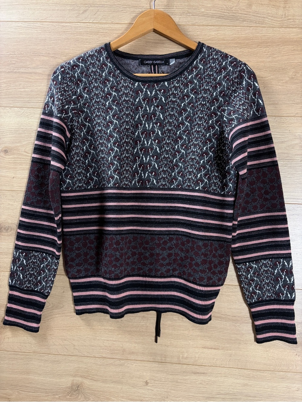 Gabby Isabella Women’s Striped & Patterned Sweater with Elbow Patches